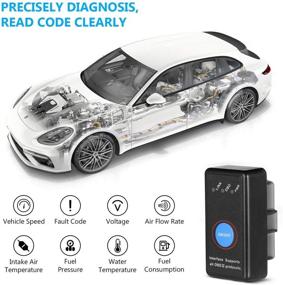 img 2 attached to 🚘 Диагностический сканер OBD2 - OBDII Bluetooth 4.0 считыватель кодов неисправностей для Android, iOS, Windows - поддерживает все протоколы OBD2 - совместим с большинством автомобилей