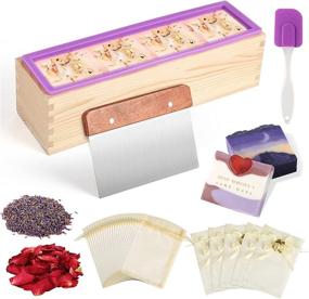 img 4 attached to Aoibrloy Soap Making Kit – Bar Soap Mold with Silicone Mold, Wooden Box, Dried Flowers, Herbs, Gift Bag, and Soap Making Cutter – Create Your Own Soap with Ease