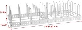 img 1 attached to Large Capacity Adjustable Lid Organizer Rack for Kitchen Cabinets, Cupboards, Pantry Shelves, Drawers - Expandable Food Container Lid Organizer to Keep Kitchen Tidy - White (Patent Pending)