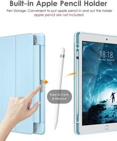 img 2 attached to 📱 DTTO iPad 9th/8th/7th Generation 10.2 inch 2021/2020/2019 Case - Lightweight Smart Trifold Stand | Hard PC Clear Transparent Back Cover | Shockproof with Pencil Holder | Ice Blue