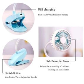 img 2 attached to 🔵 PRAVETTE USB Stroller Fan Clip on - Portable and Rechargeable Electric Mini Fan for Office, Car Seat, Bedside, Camping and Travel - Blue