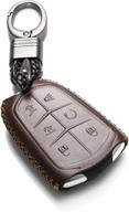 vitodeco genuine leather smart key keyless remote entry fob case cover with key chain for 2015-2019 cadillac escalade car electronics & accessories logo