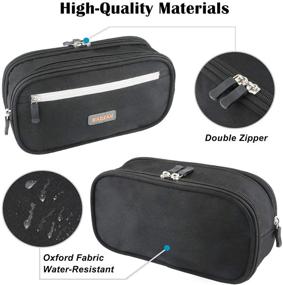 img 1 attached to 🖋️ RAGZAN Pencil Case: Premium Big Capacity Pen Bag with Durable Zipper and Water Resistant Oxford Fabric - Perfect for School and Office Supplies Storage (Black)