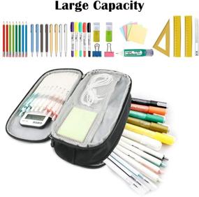 img 2 attached to 🖋️ RAGZAN Pencil Case: Premium Big Capacity Pen Bag with Durable Zipper and Water Resistant Oxford Fabric - Perfect for School and Office Supplies Storage (Black)