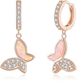 img 4 attached to 💎 Opulent Airmoly Butterfly Dangle Earrings: Gilded Huggies for Stylish Teen Girls