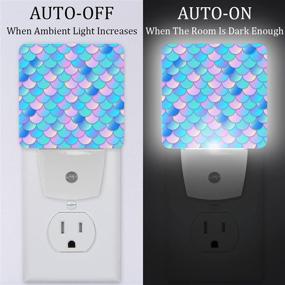 img 3 attached to LORVIES Colorful Mermaid Scale Watercolor LED Night Light: Auto Sensor Dusk to Dawn Decorative Lighting for Bedroom, Bathroom, Kitchen, Hallway, Stairs, Baby's Room – Energy Efficient