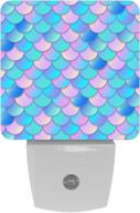 lorvies colorful mermaid scale watercolor led night light: auto sensor dusk to dawn decorative lighting for bedroom, bathroom, kitchen, hallway, stairs, baby's room – energy efficient логотип