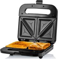 🥪 ovente electric indoor sandwich grill maker, non-stick cast iron grilling plates, 750w countertop bread toaster, easy storage & clean, perfect for breakfast grilled cheese, egg & steak, black gps401b логотип