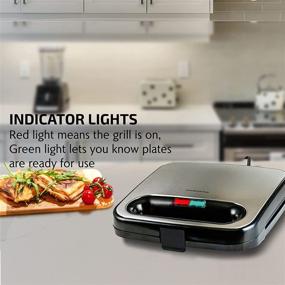 img 3 attached to 🥪 Ovente Electric Indoor Sandwich Grill Maker, Non-Stick Cast Iron Grilling Plates, 750W Countertop Bread Toaster, Easy Storage & Clean, Perfect for Breakfast Grilled Cheese, Egg & Steak, Black GPS401B