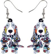 🌸 charming newei acrylic floral basset hound dog earrings: a fashionable anime-inspired accessory for women and girls, perfect as gifts logo