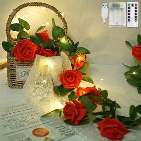 img 4 attached to Exquisite Rose String Lights: Battery/USB Powered, Remote Control, Waterproof 🌹 - Perfect for Bedroom, Christmas, Festivals, Wedding, Party (Red, 3.3 ft)