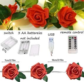 img 3 attached to Exquisite Rose String Lights: Battery/USB Powered, Remote Control, Waterproof 🌹 - Perfect for Bedroom, Christmas, Festivals, Wedding, Party (Red, 3.3 ft)