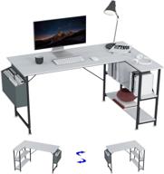 🖥️ szxkt white l shaped desk: space-saving home office desk with smart storage shelves, study, gaming and studio workstation логотип