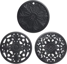 img 4 attached to 🔶 Elegant Intricately Carved Silicone Trivets: Protecting in Style