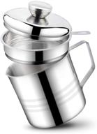 kitchen essential: 1.2l stainless steel bacon grease container with mesh strainer screen - convenient cooking oil keeper & storage can (5 cups) logo