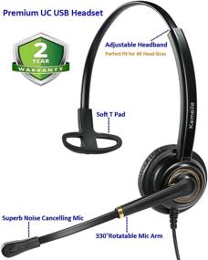 img 1 attached to 🎧 High-Quality USB Headset with Noise Cancelling Microphone, Volume Controls, Ideal for UC Softphones, Teams, Business Skype, Lync, Zoom, Conferences, Online Courses, and More