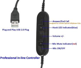 img 2 attached to 🎧 High-Quality USB Headset with Noise Cancelling Microphone, Volume Controls, Ideal for UC Softphones, Teams, Business Skype, Lync, Zoom, Conferences, Online Courses, and More