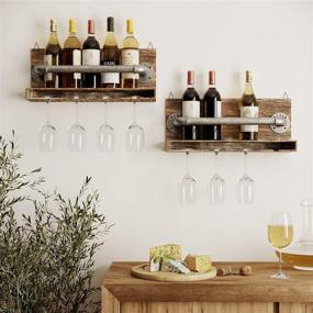 img 3 attached to 🍷 Barnyard Designs Wall Mounted Wine Rack and Glass Holder - Hanging Wood and Metal Wine Rack Wall Mount for Bar and Kitchen Decor, 20.5" x 8.75" - Enhanced SEO