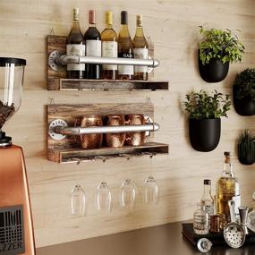 img 1 attached to 🍷 Barnyard Designs Wall Mounted Wine Rack and Glass Holder - Hanging Wood and Metal Wine Rack Wall Mount for Bar and Kitchen Decor, 20.5" x 8.75" - Enhanced SEO