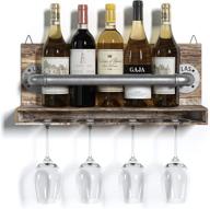 🍷 barnyard designs wall mounted wine rack and glass holder - hanging wood and metal wine rack wall mount for bar and kitchen decor, 20.5" x 8.75" - enhanced seo логотип