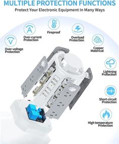 img 1 attached to 💥 Superior Power Strip Surge Protector: 12 AC Outlets, 5 USB Ports, 16.4 FT Extension Cord, Tower Design, Overload Protection - Perfect for Home Office!