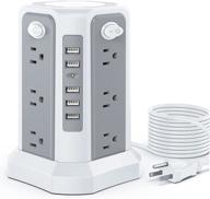 💥 superior power strip surge protector: 12 ac outlets, 5 usb ports, 16.4 ft extension cord, tower design, overload protection - perfect for home office! логотип