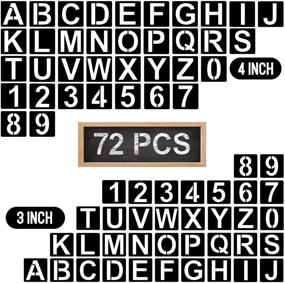 img 4 attached to 🎨 72 PCS 4 Inch and 3 Inch Letter Stencils Set for Painting on Wood, Glass, Door, Car Body, Journaling, Scrapbook - Letter and Number Stencils