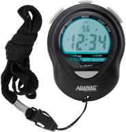 marathon adanac digital glow stopwatch timer for teachers fitness sport coaches - large display, blue backlight, water, dust, and shock resistant (black) logo