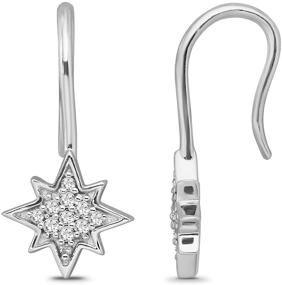 img 2 attached to Sterling Silver Star Dangle Earrings with Diamonds (1/10 cttw, I-J Color, I2-I3 Clarity)