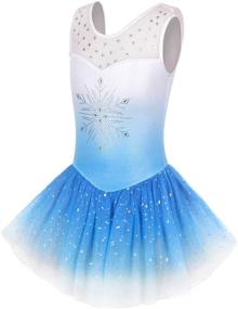 img 4 attached to 🦄 Premium Skirted Leotards for Girls: Gymnastics, Dance, Ballet - Adorable Chiffon Skirt, Sparkly Unicorn, Rainbow Dinosaur, Mermaid Dress