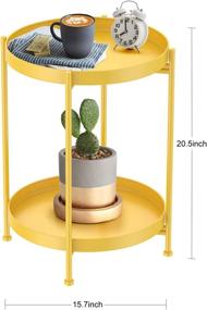 img 3 attached to Gold Metal Round Side Table with 2 Tier Tray - Ideal Small Space End Table for Sofa, Living Room, and Tea Table