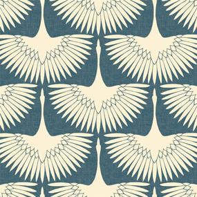 img 4 attached to 🦚 Tempaper x Genevieve Gorder Denim Blue Feather Flock Removable Peel and Stick Wallpaper: USA-Made, 20.5 in X 16.5 ft