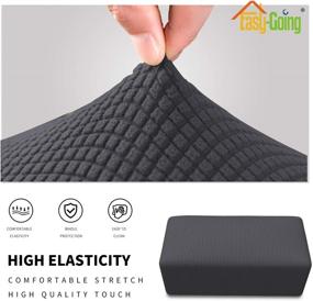 img 2 attached to 🪑 Protective Dark Gray Ottoman Cover with Elastic Bottom for Easy Storage - Easy-Going Stretch Ottoman Cover Folding Storage Stool Furniture Protector