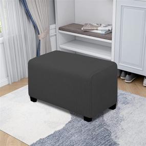 img 3 attached to 🪑 Protective Dark Gray Ottoman Cover with Elastic Bottom for Easy Storage - Easy-Going Stretch Ottoman Cover Folding Storage Stool Furniture Protector