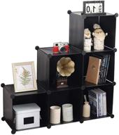 📦 ycoco cube storage organizer: versatile, stackable bookcase with 6-cube closet organizer, ideal for home, office, and kids room - black logo