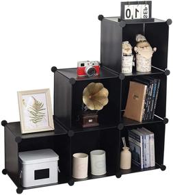 img 4 attached to 📦 YCOCO Cube Storage Organizer: Versatile, Stackable Bookcase with 6-Cube Closet Organizer, Ideal for Home, Office, and Kids Room - Black