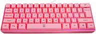 🎮 dgg 60% rgb backlit wired gaming keyboard - ultra-compact waterproof mini compact keyboard with 61 keys for pc/mac gamer, typist, travel - conveniently portable for business trips - pink logo