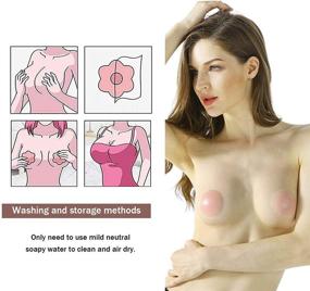img 2 attached to 💕 MUQU Womens Silicone Pasties - Reusable 2 Pairs of Adhesive Breast Petals - Pink Dress Nipple Covers