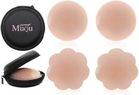 img 4 attached to 💕 MUQU Womens Silicone Pasties - Reusable 2 Pairs of Adhesive Breast Petals - Pink Dress Nipple Covers