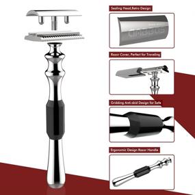 img 1 attached to 🪒 Anbbas Aluminum Alloy Double Edge Safety Razor Set with Long Antiskid Handle and Holder Stand - Perfect Multi-Purpose Kit for Men and Women Shave