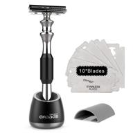 🪒 anbbas aluminum alloy double edge safety razor set with long antiskid handle and holder stand - perfect multi-purpose kit for men and women shave logo