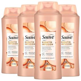 img 4 attached to 💆 Suave Professionals Keratin Infusion Smoothing Conditioner for Dry Hair - 48-hour Frizz Control, 28 oz, Pack of 4