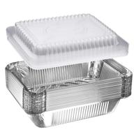 30-pack heavy duty disposable aluminum oblong foil pans with plastic covers - recyclable tin food storage tray - extra-sturdy containers for cooking, baking, meal prep, takeout - 8.4&#34; x 5.9&#34; - 2.25lb logo