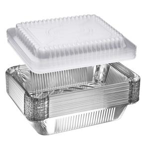 img 3 attached to 30-Pack Heavy Duty Disposable Aluminum Oblong Foil Pans with Plastic Covers - Recyclable Tin Food Storage Tray - Extra-Sturdy Containers for Cooking, Baking, Meal Prep, Takeout - 8.4&#34; x 5.9&#34; - 2.25lb