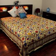🌻 yellow sunflower print cotton bedspread by india arts - approx 106" x 106 logo