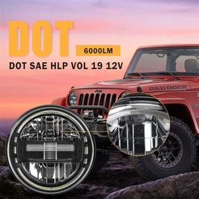 img 2 attached to 🔦 7 Inch LED Headlights: DOT Approved Round Headlamps for Jeep Wrangler JK JKU LJ CJ TJ 1997-2018 - Exclusive Patent (Black) with DRL, Low Beam and High Beam