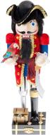 🏴 clever creations pirate wooden nutcracker: festive 14 inch christmas decor for shelves and tables logo