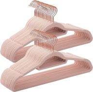 👗 songmics velvet hangers - 50 pack, non-slip clothes hanger with rose gold swivel hook, 0.2" thick, space saving - 17.7" long for coat, shirt, dress - light pink ucrf21pk50 логотип