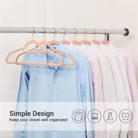 img 3 attached to 👗 SONGMICS Velvet Hangers - 50 Pack, Non-Slip Clothes Hanger with Rose Gold Swivel Hook, 0.2" Thick, Space Saving - 17.7" Long for Coat, Shirt, Dress - Light Pink UCRF21PK50