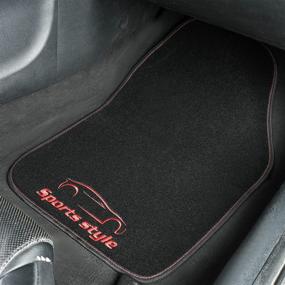 img 2 attached to 🚗 CAR-GRAND Universal Fit Sporty Carpet Car Floor Mats, Set of 4 - Anti-Slip, Red - Ideal for SUVs, Vans, Sedans, and Cars